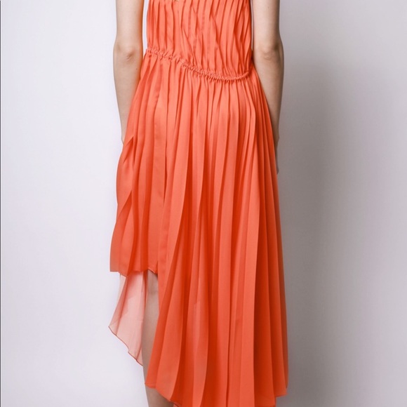 UNRAVEL PROJECT Orange Pleated Drawstring Dress - Picture 2 of 13